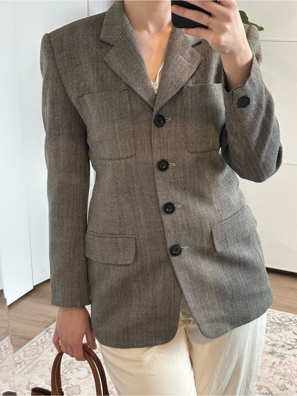 Jones New York Charcoal Gray Wool-Blend Tailored Blazer
